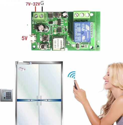 1 Channel WiFi Momentary Inching Relay Self-Lock Switch Module, DIY WiFi Garage Door Opener