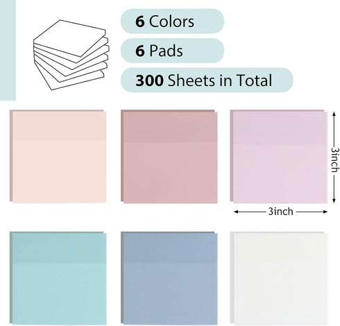 Transparent Sticky Notes, 3x3 inch, Pastel Color Clear Sticky Notes, Self-Adhesive for Annotation