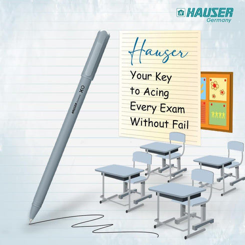 HAUSER XO Black Ballpoint Pens - 50 Pc, 1.00 MM Bold Matte Pens for Back To School and Office Supplies