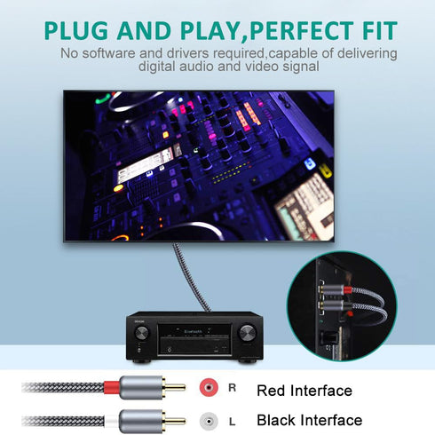 2RCA 2RCA Cables2-Pack/4ft, RCA Cable, Goalfish Male to Male Stereo Audio Hi-Fi Sound, ShieldedBraided RCA Stereo Cable