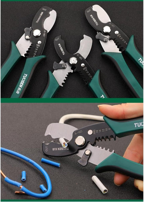 Zsling 8 Inch Wire Strippers Crimpers Cutter Pliers, Multi-Function Hand Tool for Cable Cutting