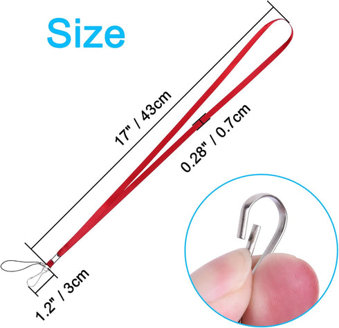 Wisdompro 20 Pack Colorful 17 inch Nylon Neck Strap Lanyard with J Hook Clip & Tone Split Ring