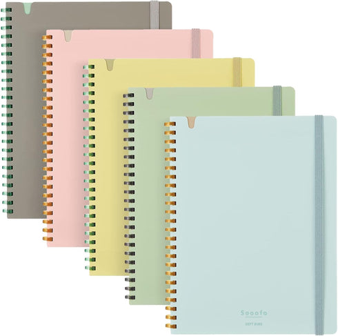 KOKUYO Sooofa Soft Ring Notebook, 0.2 inch (4 mm) Grid Ruled, 80 Sheets, A5, Set of 5 Colors, Japan Import