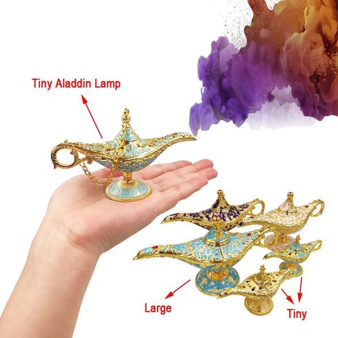 Hourwof Tiny Aladdin Genie Lamp Vintage Legend Aladdin Magic Lamp Wishing Light Arabian Costume Props Party Wedding