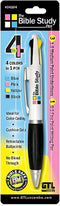G.T. Luscombe Bible Study, 4-Colors-In-1, Blue, Pink, Yellow, Black, Color Coding, No Bleed, Retractable, Cushion Grip, Ballpoints, 1.0 Medium Point Underliner, 0.5 Fine Point Writing Pen by G.T. Luscombe Company, Inc.
