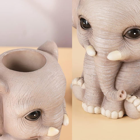 Elephant Pen Pencil Holder - Cute Fashion Desk Organizer, Makeup Brush Holder for Home Office Supplies