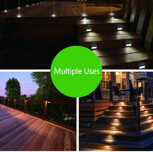 Follateas White/4 Pack) Solar Fence Lights, Waterproof Solar Outdoor Lights for Stairs Decks Steps Fences Patio Yard