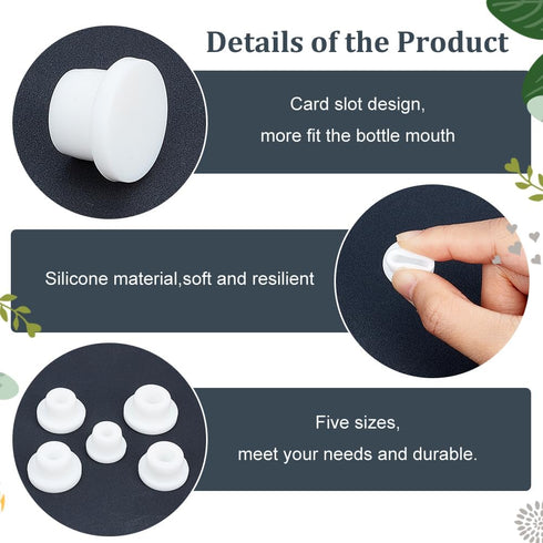 GORGECRAFT 20PCS White Rubber Bottle Stopper, Reusable Replacement Silicone Plug for 15mm to 20mm Bottles