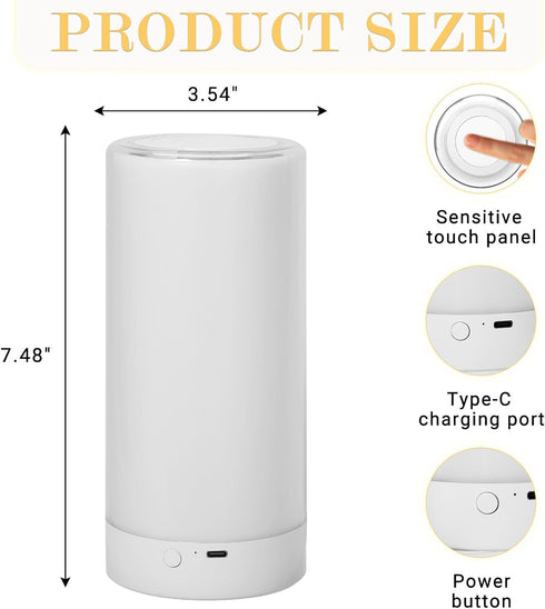 UNIFUN Dimmable Table Lamp, Touch Sensor Bedside Lamps, Warm White Light & Color Changing RGB for Kids Room,Living