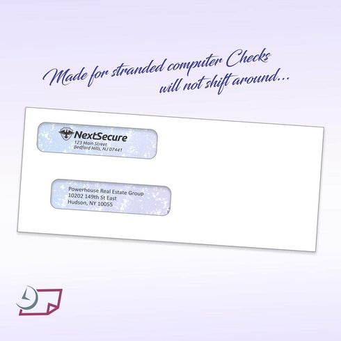 NextDayLabels Double Window Security Check Envelope | Fits QuickBooks Printed Checks | Pack of 100 | 3-5/8" x 8-11/16"