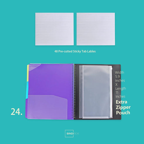 Binditek 1 Pack Poly Project Organizer, 24 Pocket with 12 Dividers, Heavy-Duty Folder, Letter Size, Office Supplies