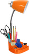 Simple Designs LD1093-ORG 18.5" All-in-One Gooseneck Desk Lamp with iPad Stand, Book