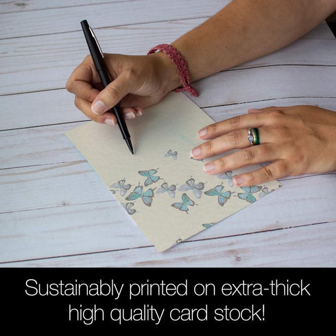 Tree-Free Greetings Blue Butterflies in Flight All Occasion Cards, 12 Recycled 4x6 Cards & Envelopes
