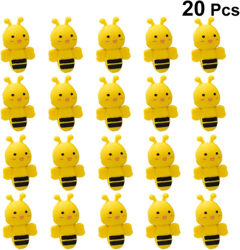 NUOBESTY 20pcs Cartoon Bee Shape Erasers for Students School Stationery