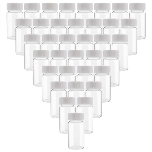 JIUWU 20ml Clear Glass Sample Vials with Screw Caps, Leak-Proof, Pack of 36