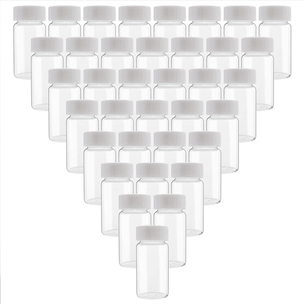 JIUWU 20ml Clear Glass Sample Vials with Screw Caps, Leak-Proof, Pack of 36