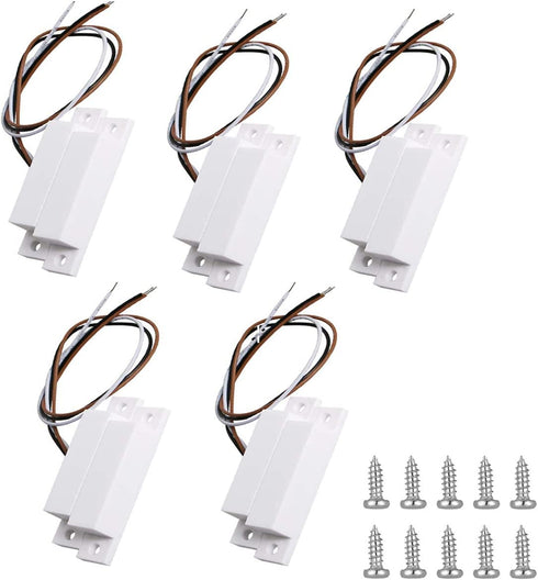 Magnetic Reed Switch MC-32 NC/NO Surface Mount Wired Door Window Alarm, Sets of 5, White