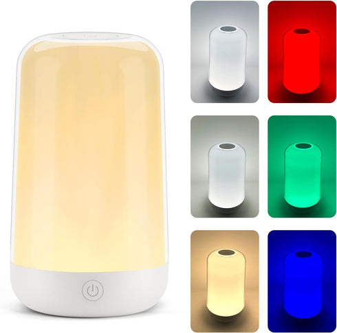 FRIDEKO HOME RGB Touch Bedside Lamp for Nightstand, 3 Color Temperatures Rechargeable
