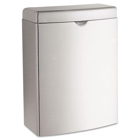 Bobrick Sanitary Napkin Disposal Wall Mounted Stainless Steel Flip Top Receptacle, 1 Gallon Capacity, Model B-270
