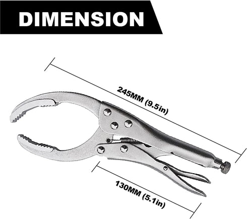 Locking Grip Oil Filter Wrench, 9.5in/240mm, Chrome Vanadium Steel