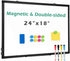 Double Sided Whiteboard, 24''X18'' Magnetic Dry Erase Board with Black Aluminum Frame for Wall Mounting