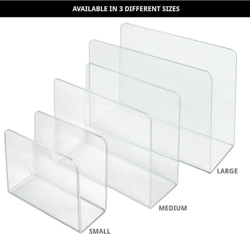 Azar Displays Medium Standing File Holder/Sorter Desk Organizer, 4-Pack, Clear, 255082