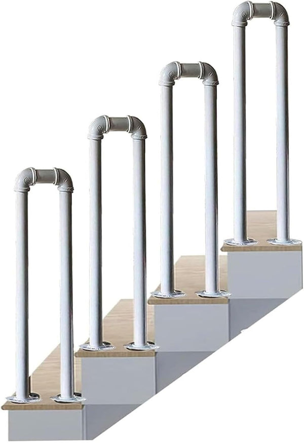 PAUANI 1PCS U-Shaped Metal Stair Railing Kit, Industrial Stair Handrail, Non-Slip Safety Elderly