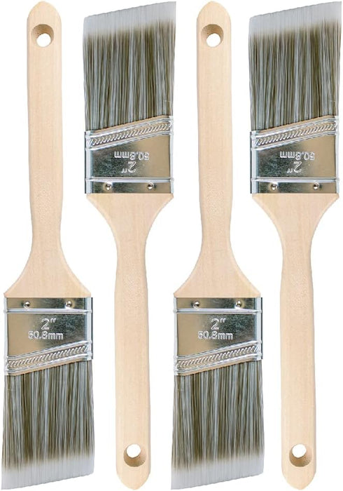 Vermeer Paint Brushes 4-Pack - 2" Angle Sash Brushes for All Latex and Oil Paints & Stains