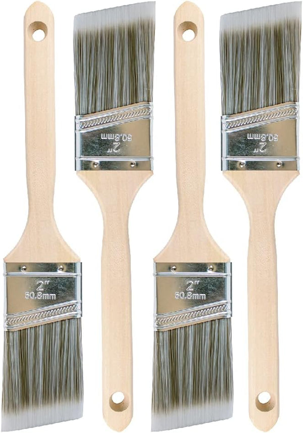 Vermeer Paint Brushes 4-Pack - 2" Angle Sash Brushes for All Latex and Oil Paints & Stains