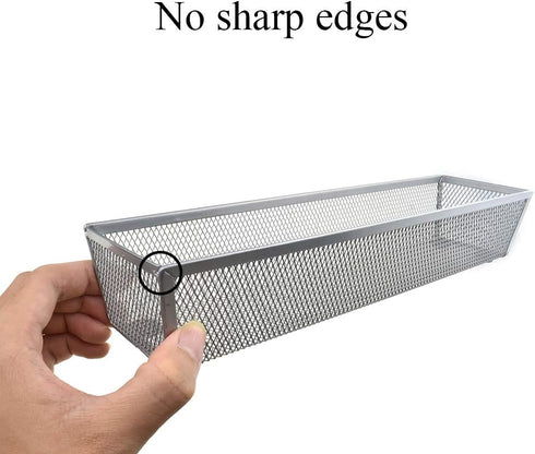 HAHIYO Stackable Mesh Tray Cup 12 x 3 x 2 inches, Sturdy Container for Desk Drawer Organizer, Home Office, School,
