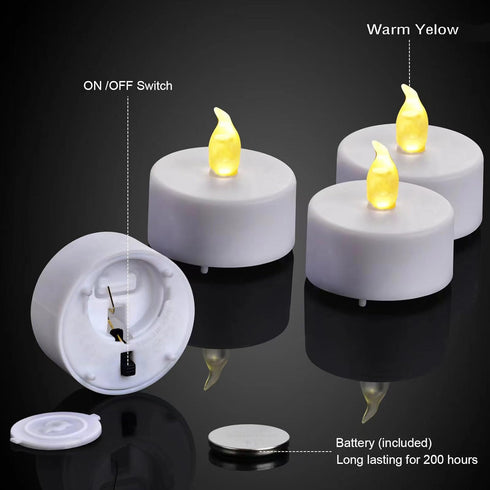 Battery Tea Lights - 24 Pack LED Tea Lights Candles, Realistic and Bright Flickering Flameless for Seasonal Celebration