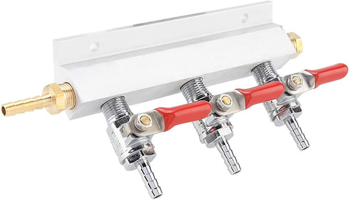 3 CO2 GLOGLOW Way Gas Distribution Manifold, Aluminum Copper Stainless Steel, Beer Dispensing and Wine Making Tool
