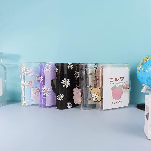 Mini Size Clear 3-Ring Binder Cover, Refillable PVC Notebook Binder with Snap Button Closure for 3-Holes Filler Paper