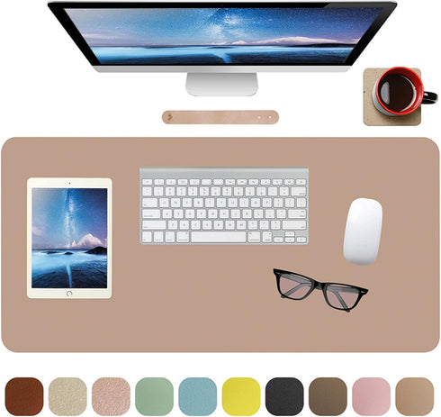 Leather Mouse Pad, M-Champagne - Extended Desk Pad for Keyboard and Mouse, Non-Slip Desktop Protector