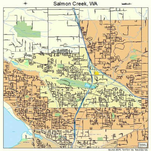 Large Street & Road Map of Salmon Creek, Washington WA - Printed