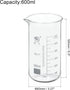 PATIKIL 600ml Tall Form Glass Beaker, 3.3 Borosilicate Glass Graduated Printed Scale Measuring Cups with Spout for Kitchen Lab Liquids Transit Boiling