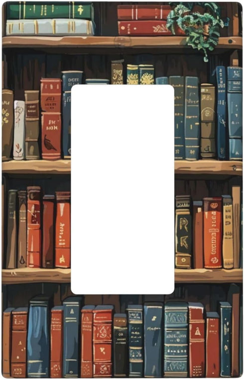MengJZone Classic Wall Plates, library bookshelf book, Light Switch covers, Electrical Outlet Covers,
