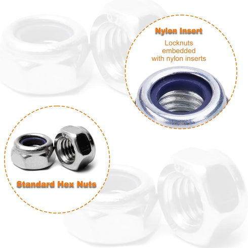Juvielich 100PCS M4 M4x0.7mm 304 7mm 3D Locknuts Metric Nylon Inserted Hex Lock Nuts Self-Lock Nylon Insert Stainless