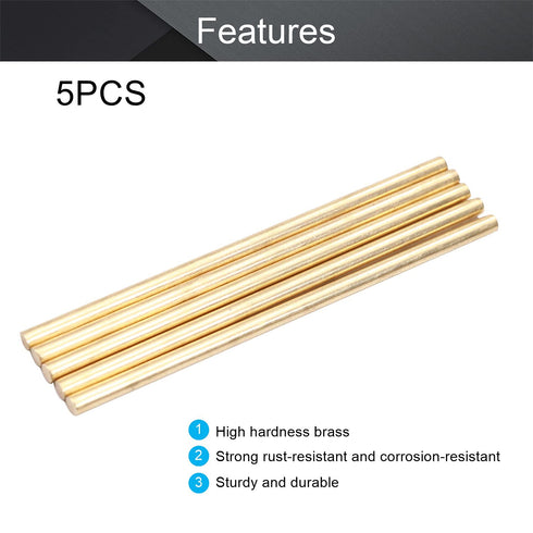 Fielect 2mm / 5/64 Brass Rods Round Solid Brass Rod Stock Lathe Bar Kit, 2 Inch Length for DIY Craft, Miniature Axle