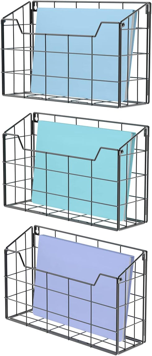 Univivi Wall File Organizer, Hanging File Holder, Desktop File Organizer for Document Paper, Home Office, 3 Pack
