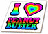 3dRose 8 Inch Groovy Hippie Rainbow I Heart Love Peanut Butter Ceramic Tile