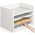 Ballucci 4-Tier File Organizer, Open Top Wood Paper Organizer for Classroom, Desktop Mail Sorter, White
