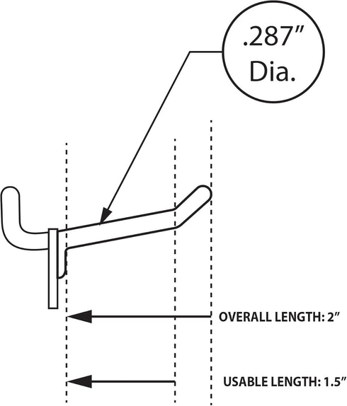 Azar 800072-WHT 2-Inch Plastic Hook, 50-Pack