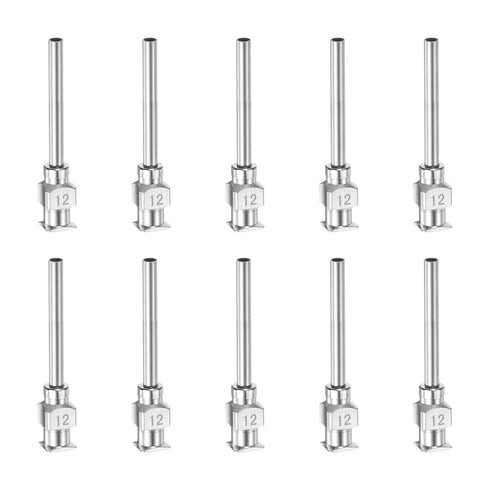 10pcs 12Gauge Stainless Steel Dispensing Needles, 1" Blunt Tips Luer Lock for Thick Liquids, Lab Use