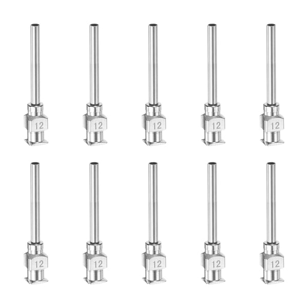 10pcs 12Gauge Stainless Steel Dispensing Needles, 1" Blunt Tips Luer Lock for Thick Liquids, Lab Use