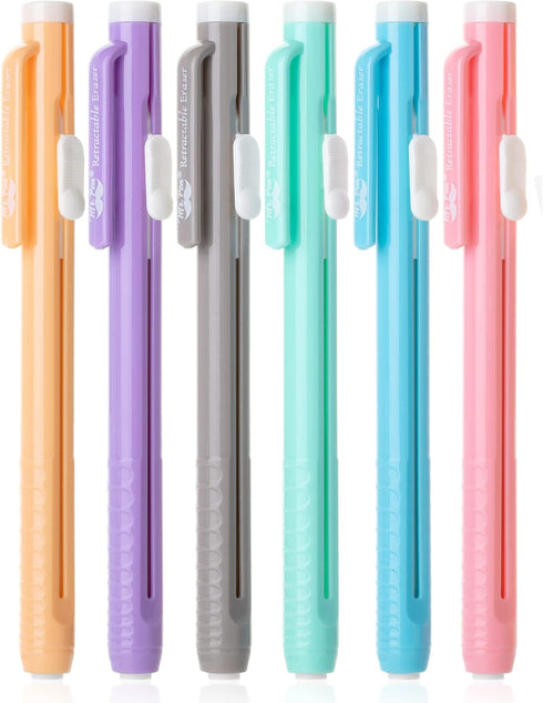 Mr. Pen Retractable Mechanical Eraser Pen, Pack of 6, Pencil Eraser in Pastel Colors for Artists and Students