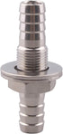 Stainless Steel 3/8" Hose Barb, Hex Bulkhead Straight Fitting, Barbed Thru-Bulk Head