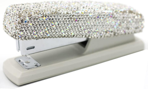 Rhinestone-Studded Desktop Stapler, 20 Sheet Capacity, Non-Slip Base, 1000 Staples for Home and Office