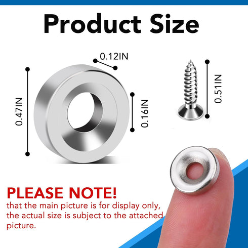 LOVIMAG Small Magnets, Neodymium Magnets Strong with Countersunk Hole Matching Screws, 70 Pack Refrigerator Magnets for Whiteboard, Tool Room, Science and DIY-0.46x0.12inch