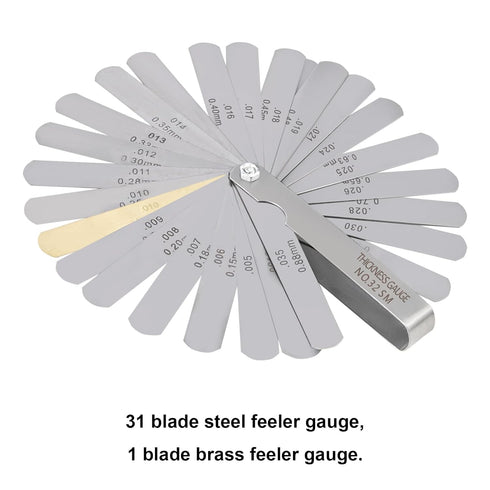 ZLKSKER 32 Blade Steel Feeler Gauge: Thickness Measuring Tool with Metric & Imperial for Valves & Engines